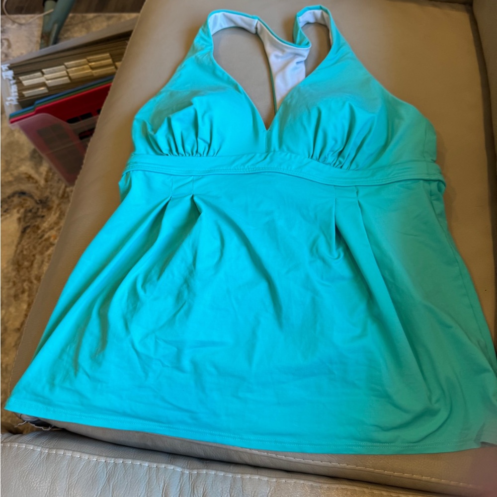 Lands' End Aqua Halter Tankini Top